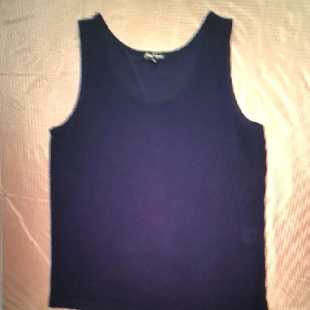 Slinky Brand Navy Sleeveless Tank Top Blouse Size Large